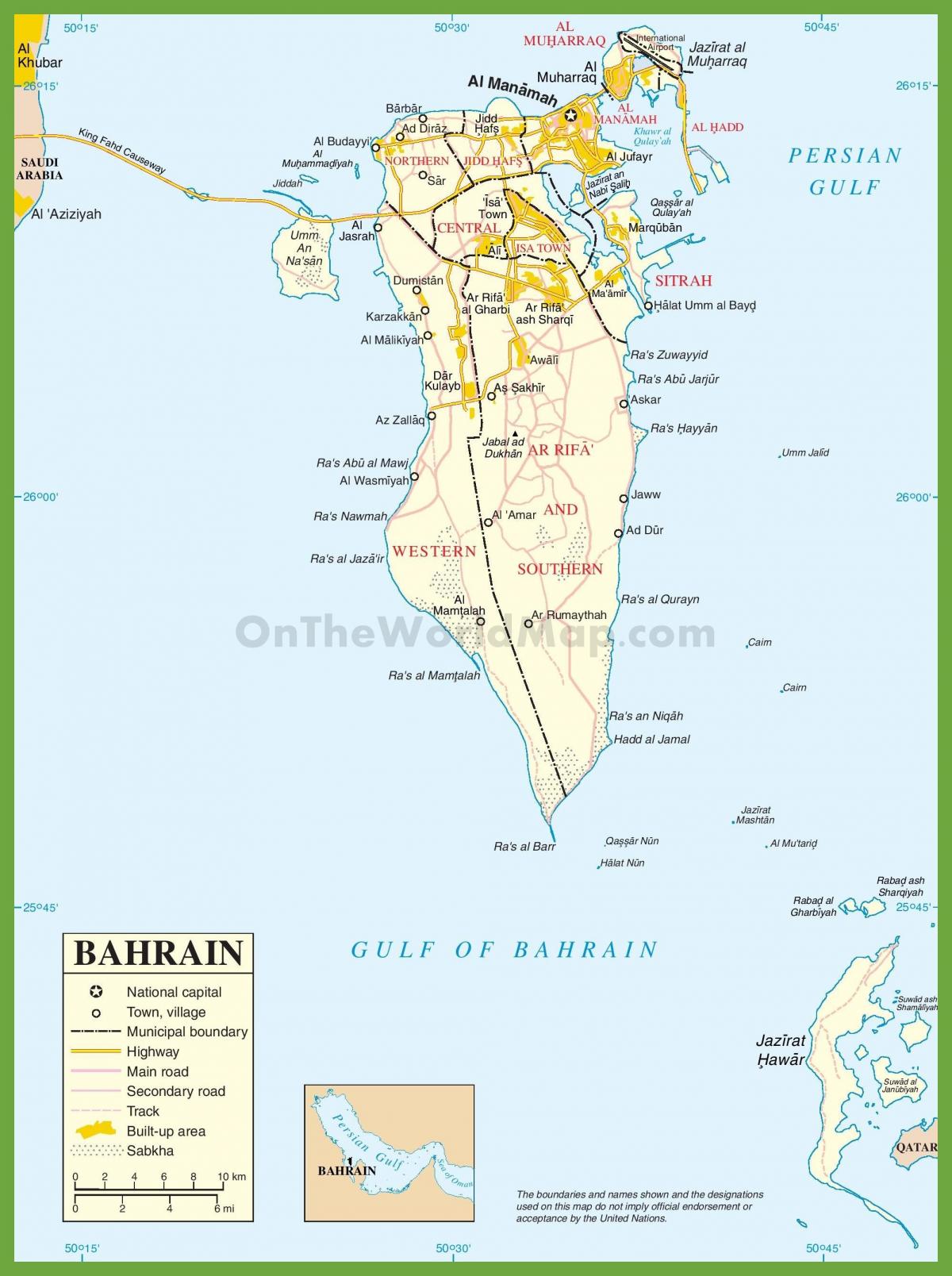 Bahreïn villes de la carte