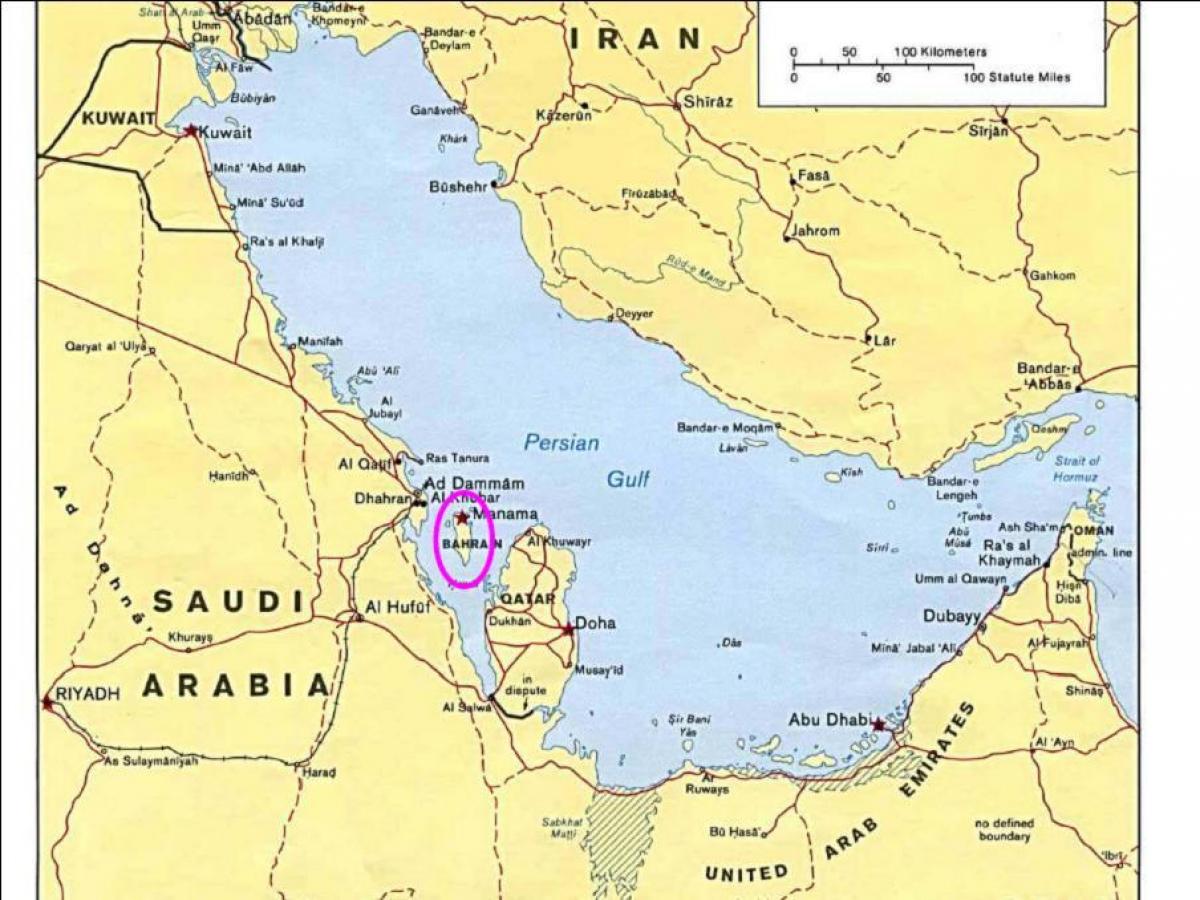 carte de l'île de Bahreïn 