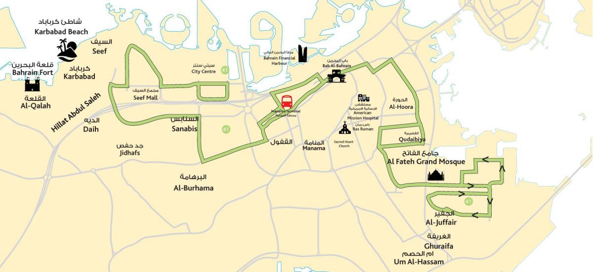 carte de la ville centre de Bahreïn