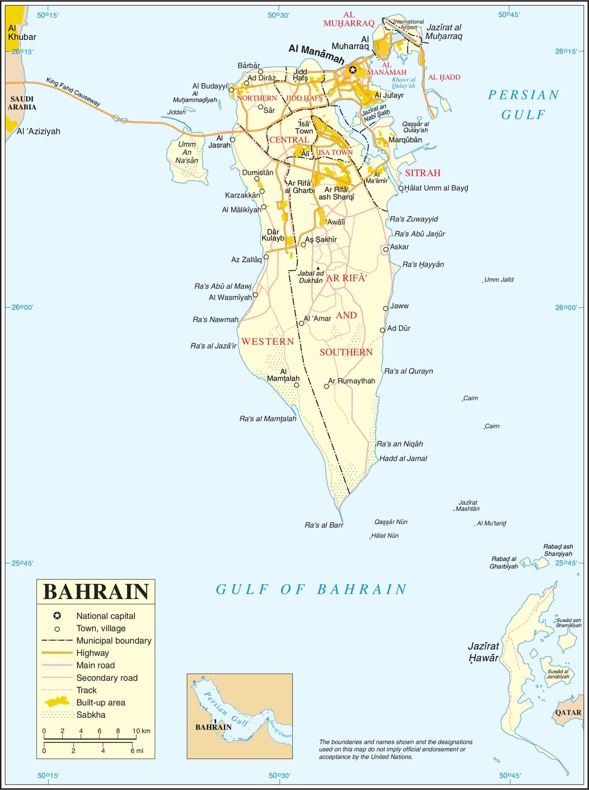 Bahreïn carte politique