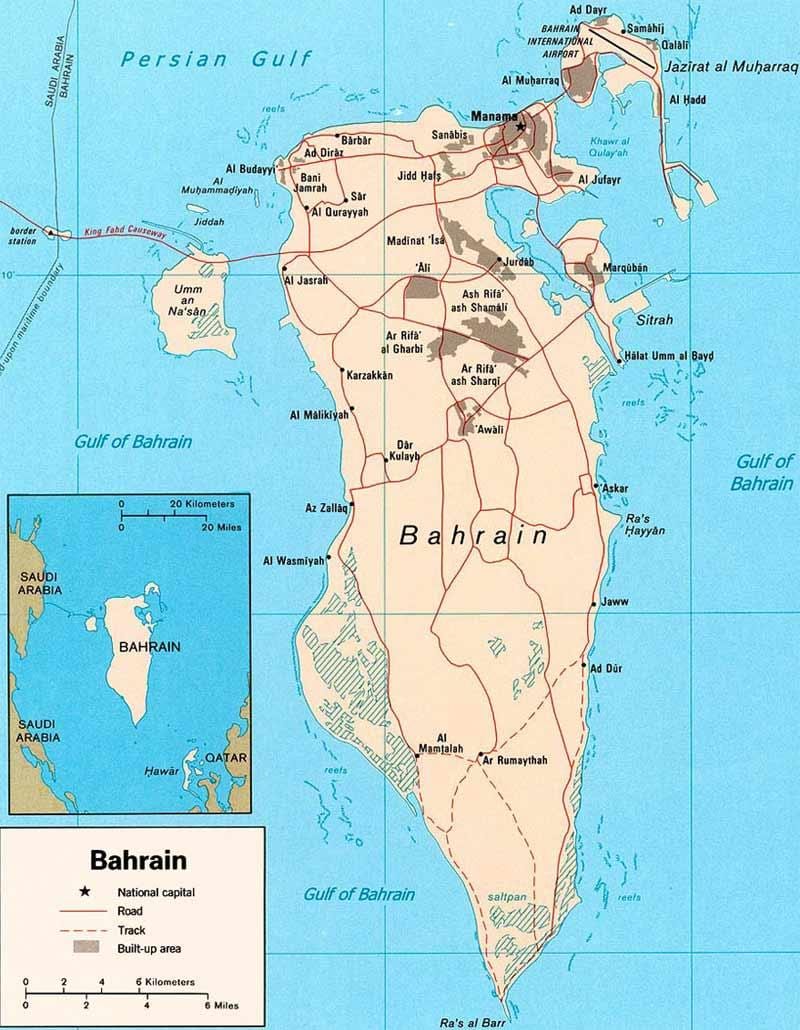 carte de Bahreïn feuille de route locator