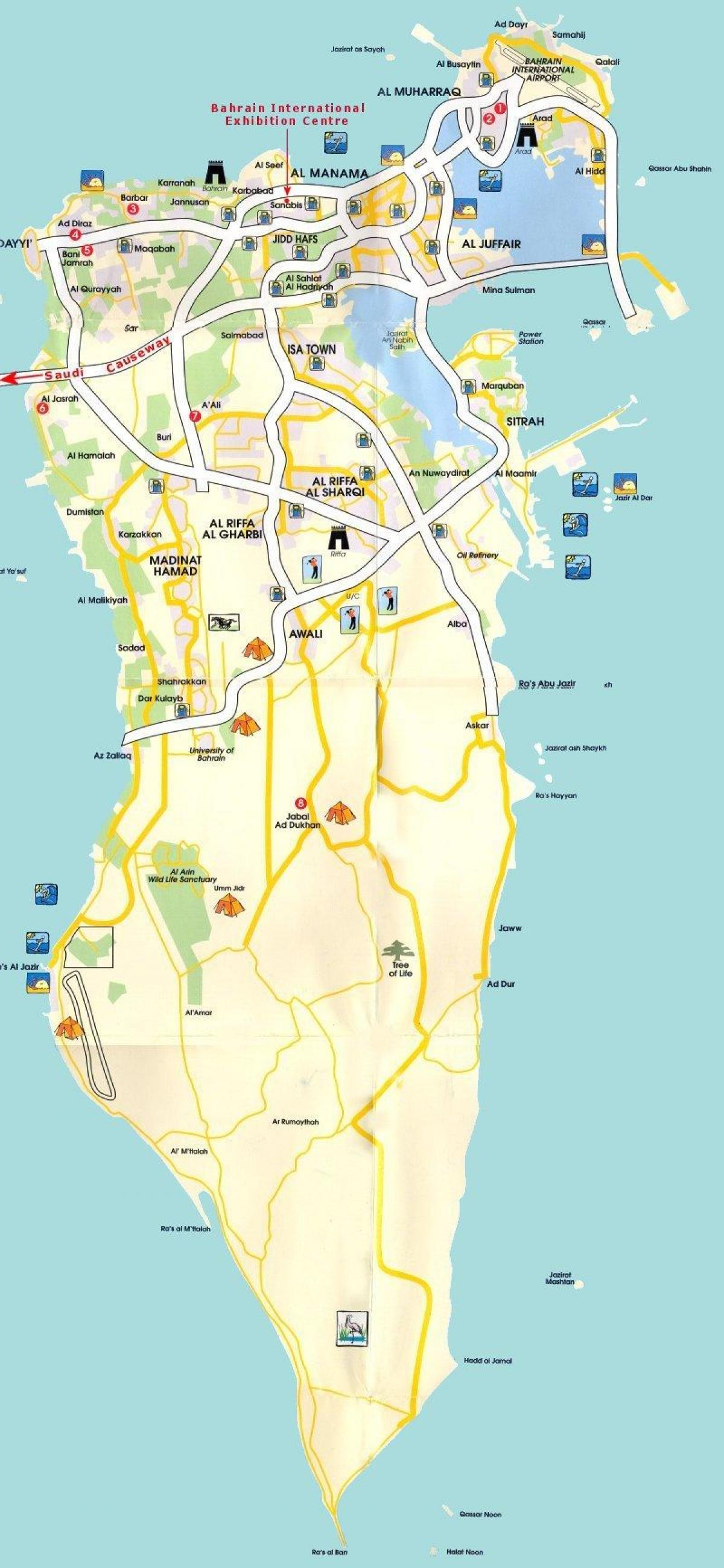 carte de Bahreïn touristique