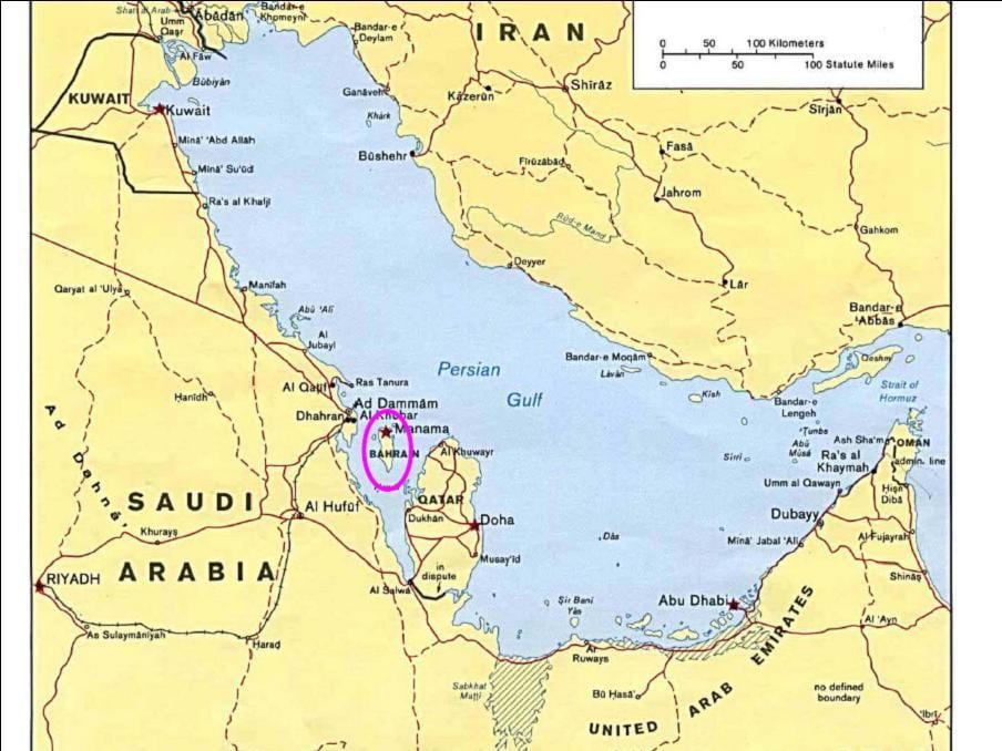 carte de l'île de Bahreïn